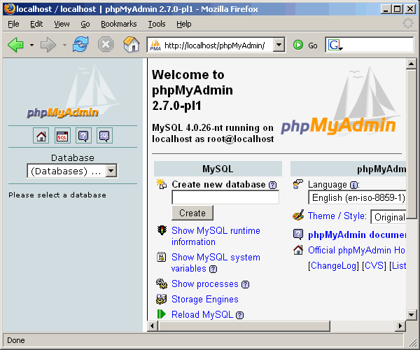 server phpmyadmin you need to go to http localhost phpmyadmin