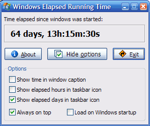 Windows Elapsed Running Time software